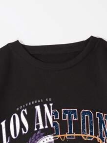 男士字母圖案運動衫 - 黑色 - 查看 4