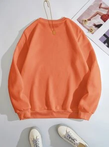 SHEIN EZwear 標語圖案加絨內裏運動衫