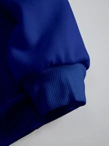 INAWLY 心形字母图案保暖内衬套头卫衣，秋季款 - 寶藍色 - 查看 3