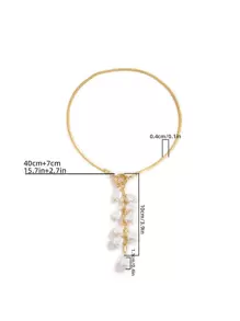 貝殼珠流蘇吊飾y型長項鍊 - 金黃色 - 查看 6