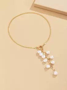 貝殼珠流蘇吊飾y型長項鍊 - 金黃色 - 查看 5