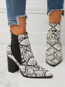 Giày bốt Chelsea mũi nhọn đế dày cho nữ, Giày bốt ngắn kiểu Mỹ giả da đi làm ngoài trời, Mùa thu/đông - Nhiều màu - Xem 3