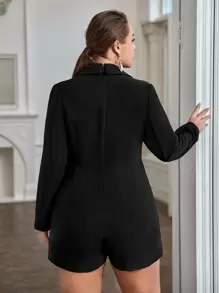 SHEIN Privé Mono de cuello con solapa de doble botonadura - Negro - Ver 2