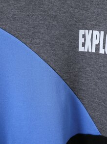 Niños Capucha con estampado de letra de color combinado de manga raglán - Multicolor - Ver 5