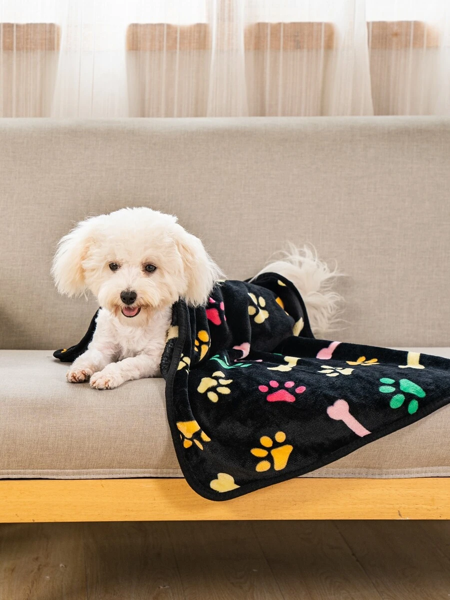 骨爪子圖案寵物寵物床毯子可愛卡通圖案濃烈香調睡眠地墊適用於狗狗小狗貓