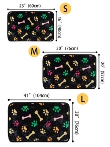 骨爪子圖案寵物寵物床毯子可愛卡通圖案濃烈香調睡眠地墊適用於狗狗小狗貓 - 彩色 - 查看 6