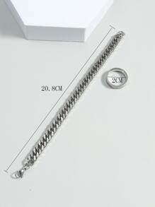 1 chiếc nhẫn nam đơn giản & 1 chiếc vòng đeo tay - Bạc - Xem 4