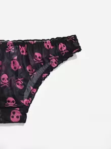 ROMWE Kawaii 3入組骷髏和卡通圖案木耳邊內褲套裝 - 彩色 - 查看 3