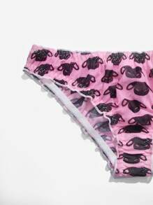 ROMWE Kawaii 3入組骷髏和卡通圖案木耳邊內褲套裝 - 彩色 - 查看 4