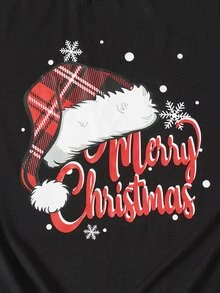 Plus Christmas Print Tee - Black - View 5