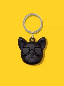 Dog Design Case Compatible With Apple AirTag - Black - View 1