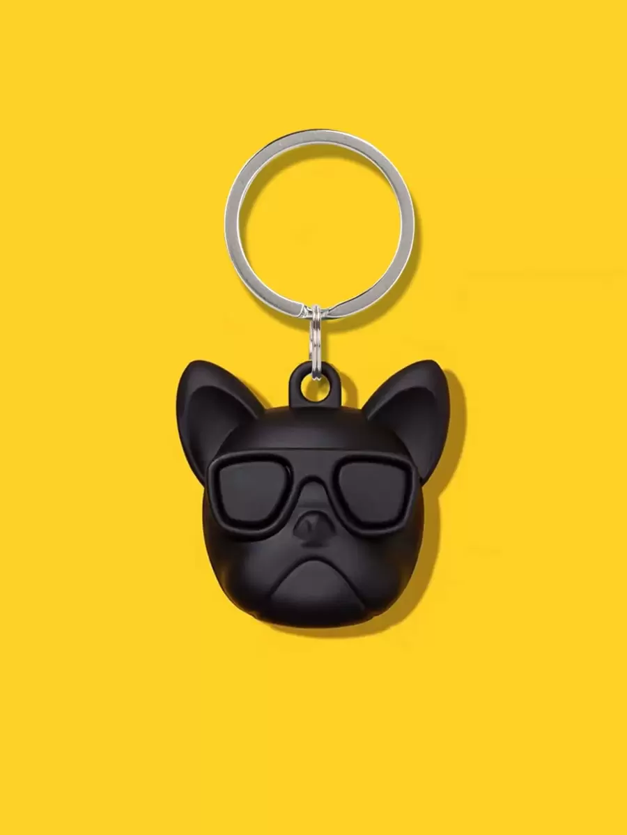 Dog Design Case Compatible With Apple AirTag - Black - View 1