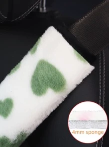 1pc Heart-Shaped Plush Comfortable Soft Warm Car Shoulder Pad Belt Covers, Unisex - Multicolor - View 5