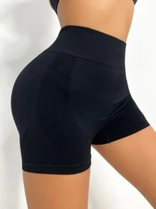 Yoga Basic Tummy Control Sports Shorts - Black - View 2