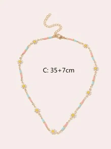 Collar con diseño de flor & cuenta - Multicolor - Ver 3