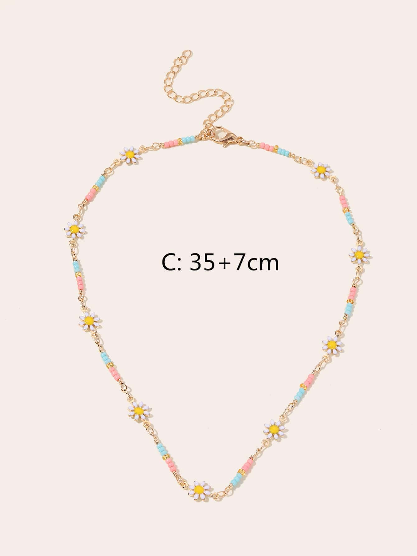 Collar con diseño de flor & cuenta - Multicolor - Añade 3