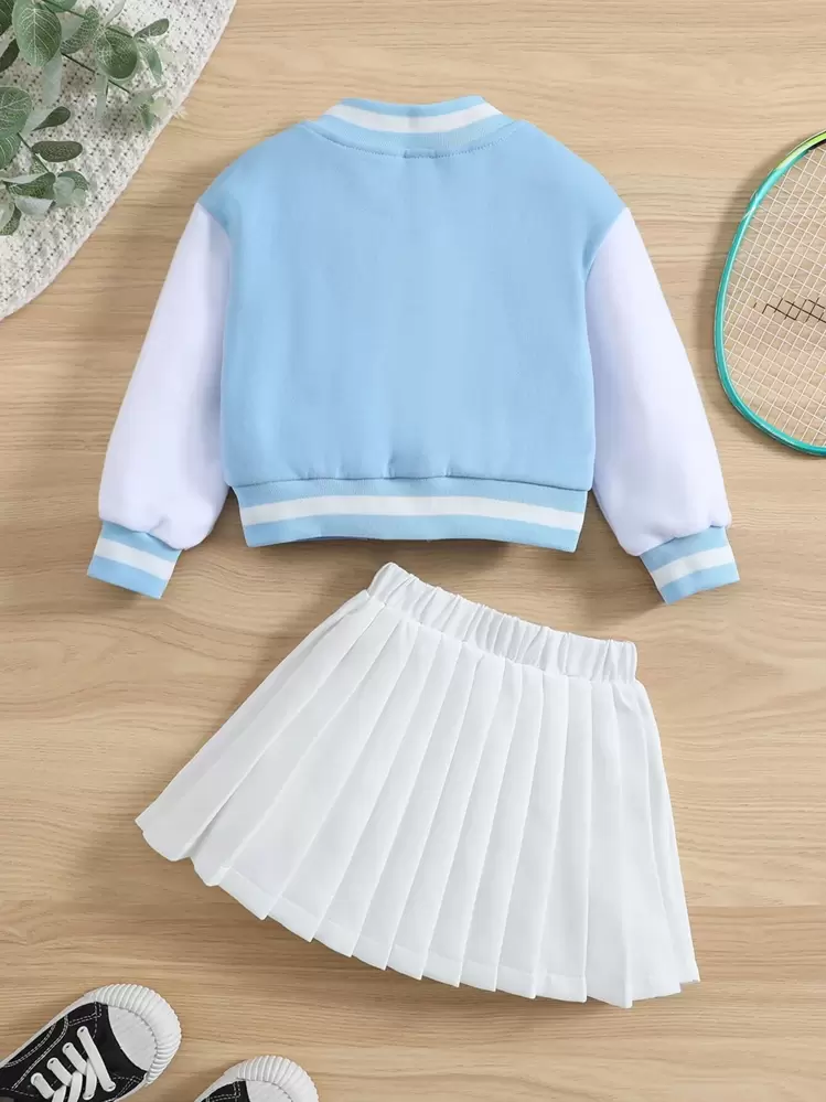 女の子幼児 カラーブロック 文字パッチ バーシティジャケット