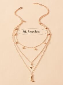 imoli 太陽和月亮墜飾多層次項鍊 - 金黃色 - 查看 4