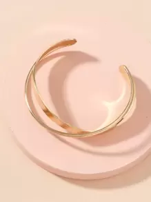 imoli 1pc Minimalist Creative Geometric Metal Bangle (Open Cuff Bracelet, Can Be Opened Before Wearing)