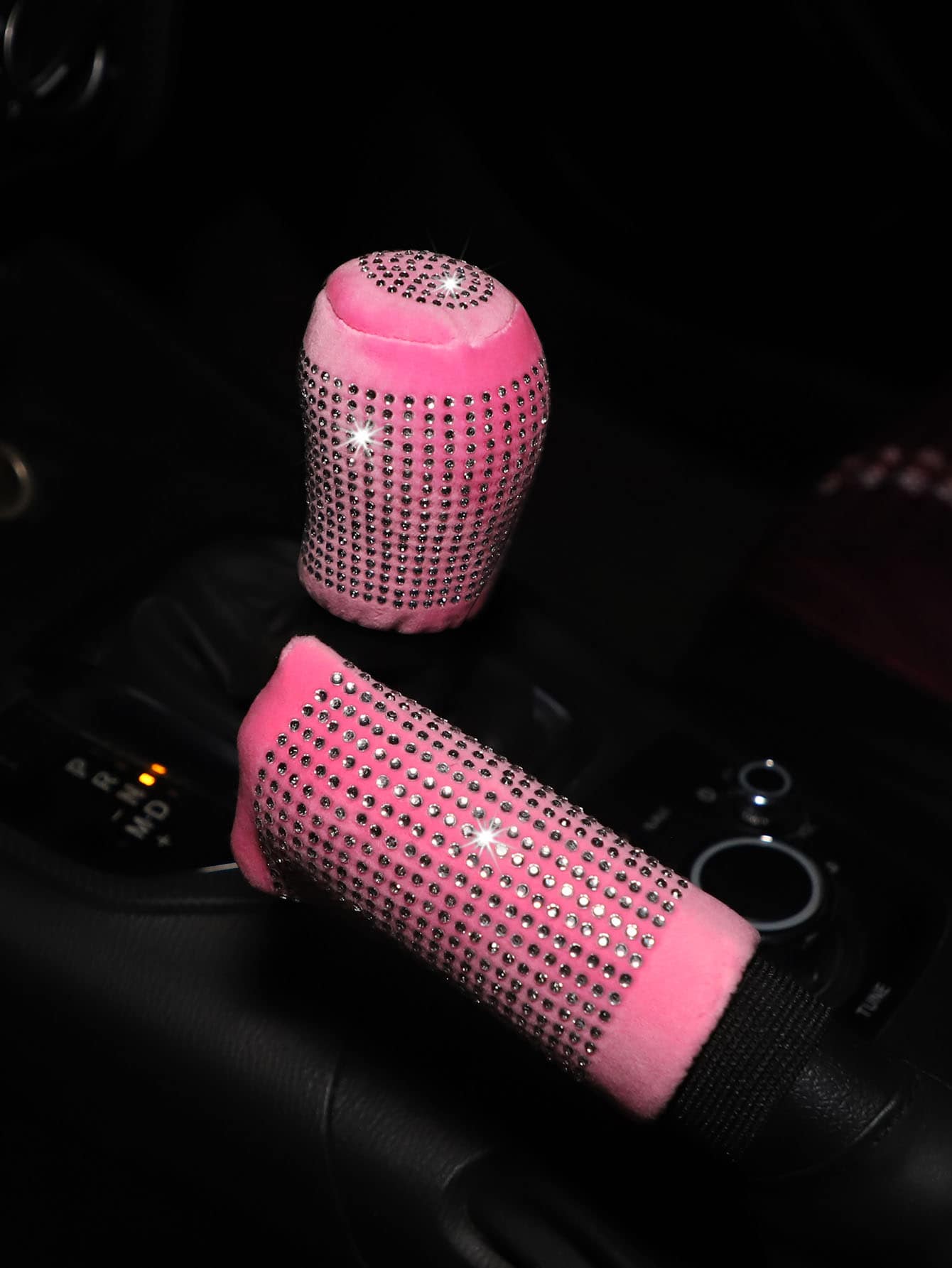 2 piezas Set con diseño de diamante de imitación de coche freno de mano & cubierta de cambio de marchas