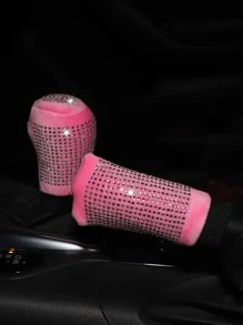 2 piezas Set con diseño de diamante de imitación de coche freno de mano & cubierta de cambio de marchas