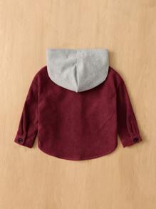 SHEIN Baby Boy Colourblock High Low Hooded Coat Without Tee - Maroon - View 2