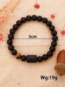 1入組12星座細節串珠手鍊 - 黑色 - 查看 3