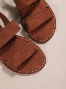 Minimalist Stitch Detail Slingback Sandals - Brown - View 6