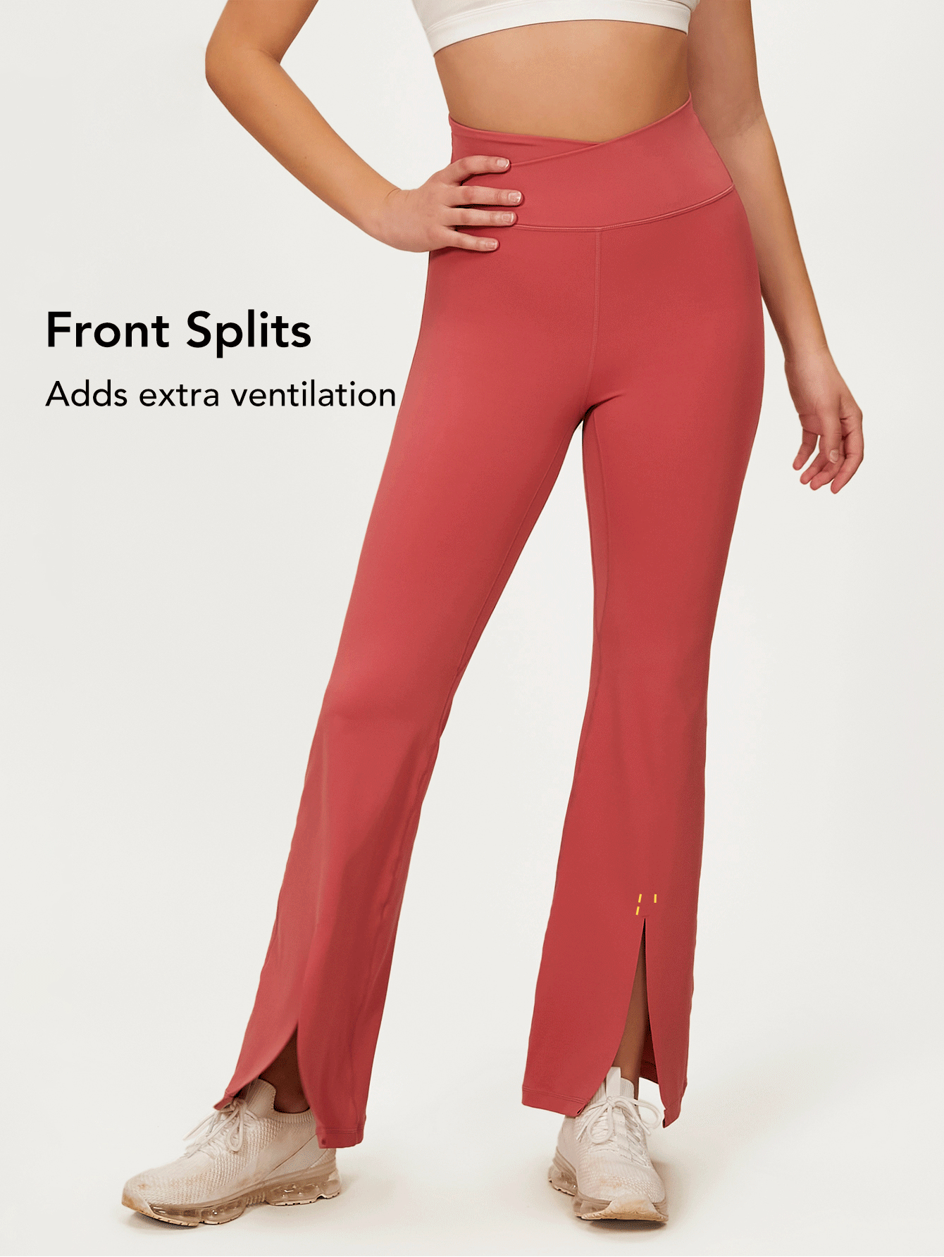 GLOWMODE 31" FeatherFit™ Split Hem Flared Leggings SHEIN USA