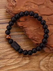 1入組12星座細節串珠手鍊 - 黑色 - 查看 7