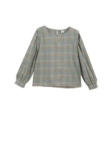 1 pieza Blusa con estampado de cuadros de espalda con abertura de ojo - Verde - Ver 4