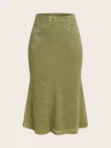 SHEIN ICON Váy nữ Hoa Thanh lịch - màu xanh lá - Xem 1