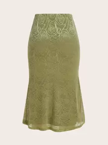 SHEIN ICON Váy nữ Hoa Thanh lịch - màu xanh lá - Xem 2