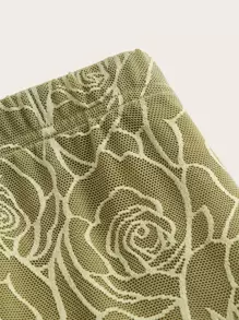 SHEIN ICON Váy nữ Hoa Thanh lịch - màu xanh lá - Xem 3