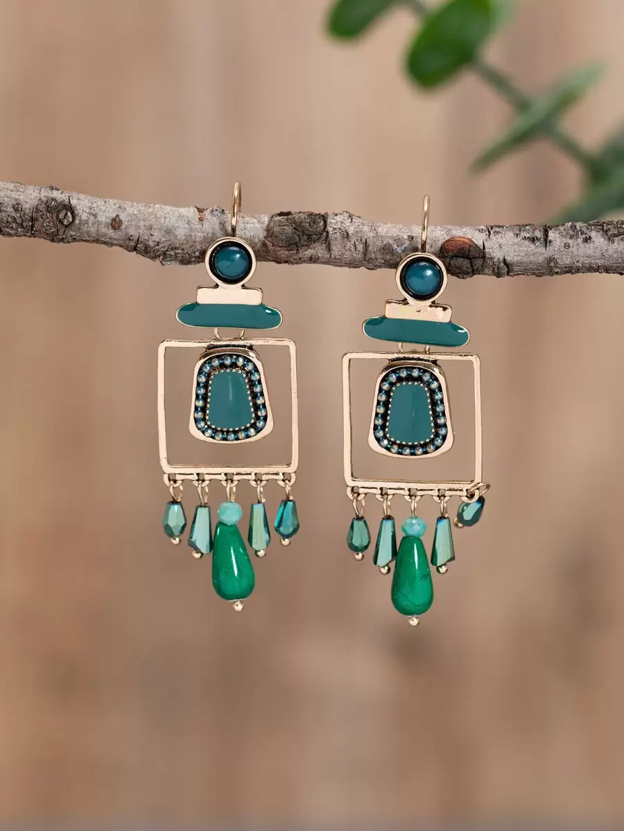 1 Cặp Hoa tai pha lê tráng men thủ công, nhiều hình dạng, màu sắc và hoa văn khác nhau