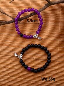 2 cái Cặp Đôi Từ Trái Tim Trang Trí Nội Thất Vòng Tay Cườm - Nhiều màu - Xem 3