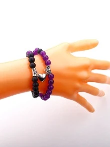 2 cái Cặp Đôi Từ Trái Tim Trang Trí Nội Thất Vòng Tay Cườm - Nhiều màu - Xem 4