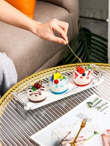 1 szt. Marmurowa taca na przekąski - Wielokolorowe - Zobacz 3