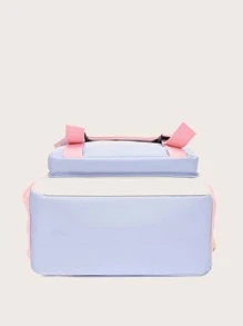 女孩撞色字母貼飾功能背包帶卡通吊墜 - 粉色 - 查看 5