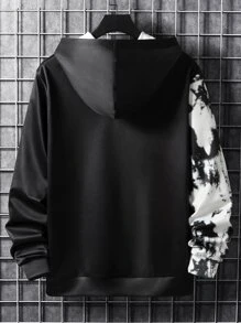 Manfinity LEGND 男士字母圖案雙色抽繩連帽衫 - 黑與白 - 查看 2