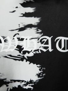 Manfinity LEGND 男士字母圖案雙色抽繩連帽衫 - 黑與白 - 查看 4