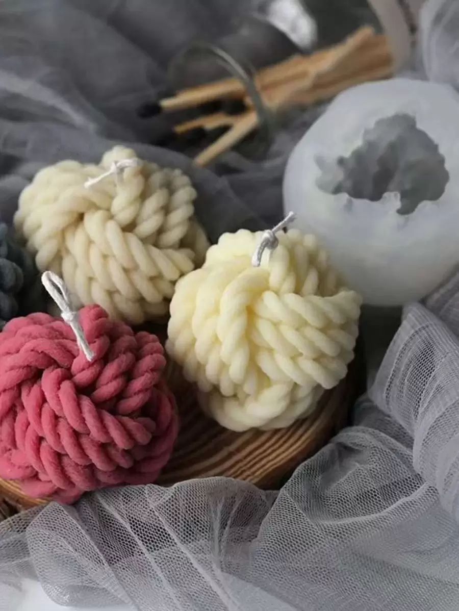 1pc Yarn Ball Shaped Candle Mold - White - View 1