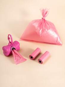 1pc Storage Container & 3pcs Baby Garbage Bags, 45 Count (unfolded Size 30x22cm), Convenient For Carrying And Cleaning - Hot Pink - View 4