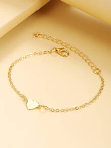 Heart Decor Bracelet - Yellow Gold - View 1