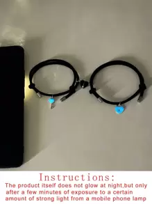 ATLVXJL 2 chiếc vòng tay đôi mặt dây chuyền hình trái tim khóa và chìa khóa, dây đen. - Nhiều màu - Xem 4