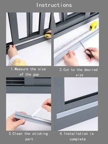 1pc Soundproof Sealing Strip, Grey Self Adhesive Windproof Door Bottom Sealing Tape For Household - Grey - View 7