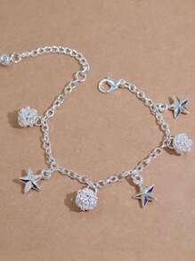 Pulsera con estrella & con diseño de redondo - Plateado - Ver 1