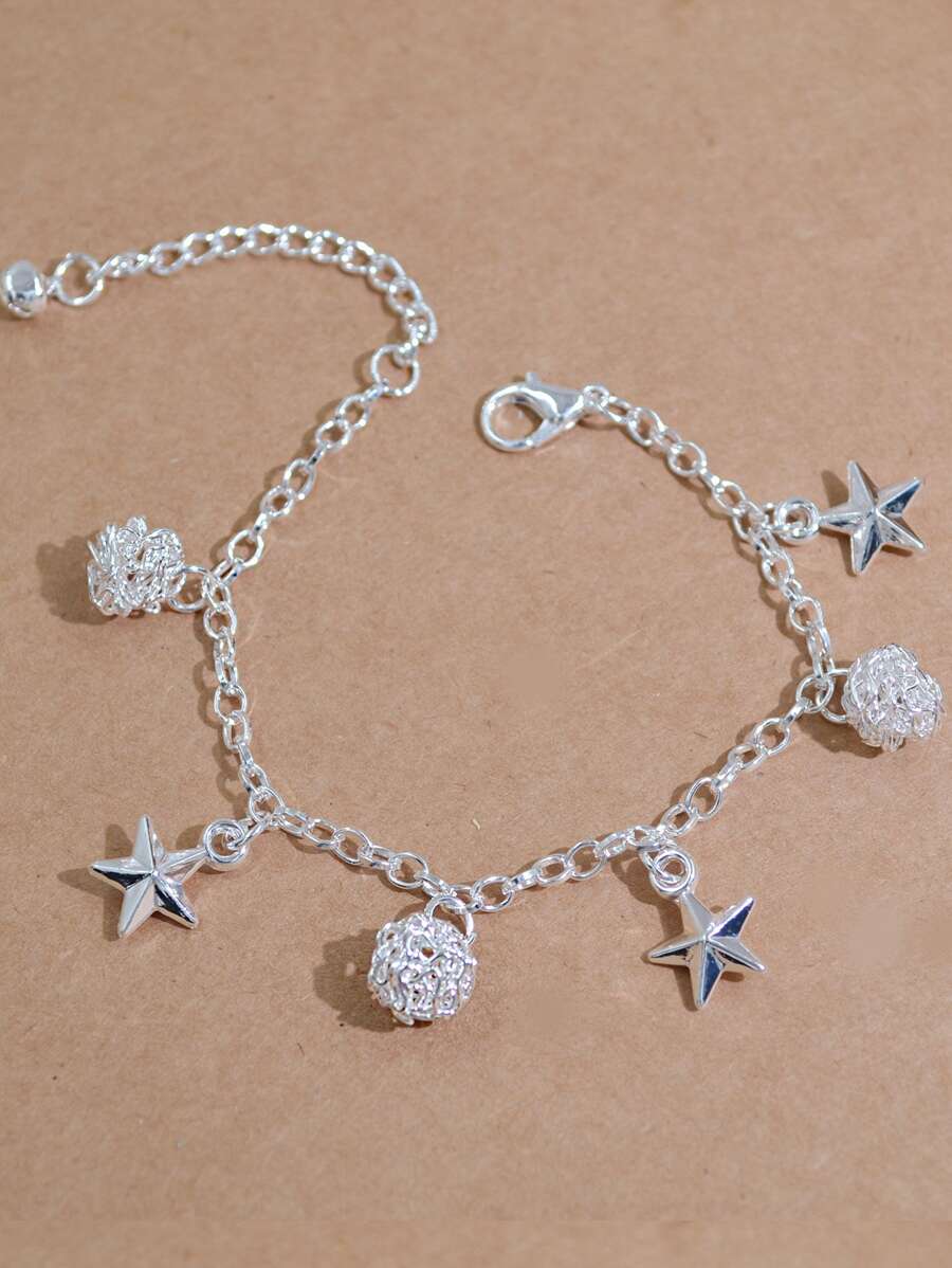 Pulsera con estrella & con diseño de redondo - Plateado - Ver 1