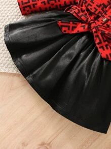 Bebê Vestido com cinto Impressão geográfica Detalhe da aba - Multicolorido - Ver 4