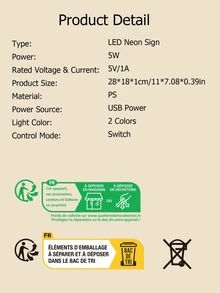 1pc Slogan Design Neon Light - Multicolor - View 4